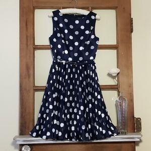 Adrianna Papell Navy w/White Polka Dots Dress